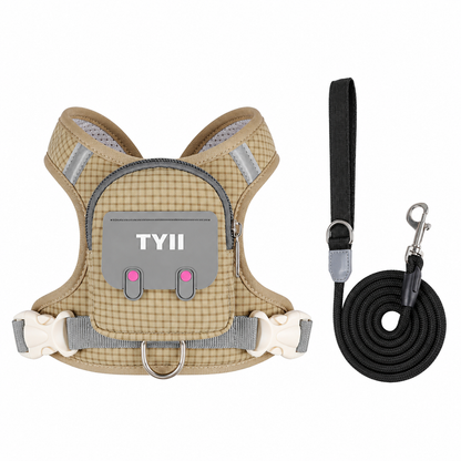 TYIIMAX™ Hunde-Rucksackweste mit Borstenmuster (inkl. Leine) – Leichte, stoßfeste Hundeweste mit Aufbewahrungstaschen und reflektierendem, atmungsaktivem Design