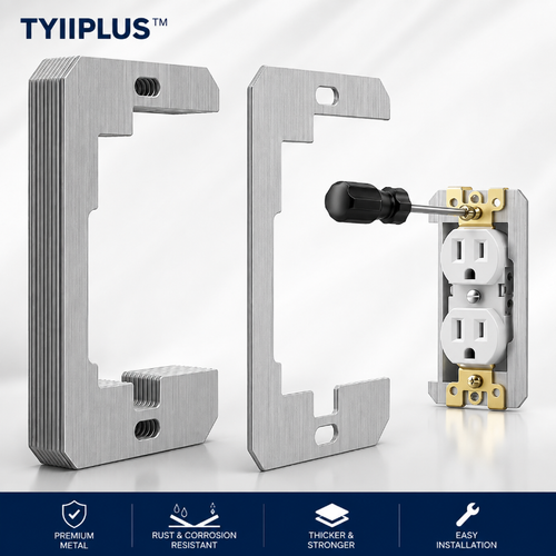 TYIIPLUS™ Wall Plate Spacers for Electrical Outlets – Heavy-Duty Metal Outlet Leveling Plates for Loose, Recessed & Crooked Boxes