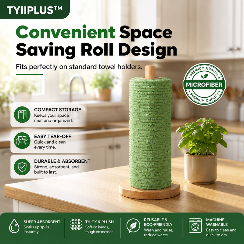 TYIIPLUS™ 20-Piece Tearable Microfiber Cleaning Cloth Roll – Reusable Lint-Free Kitchen, Car, Glass & Electronics Cleaning Towels