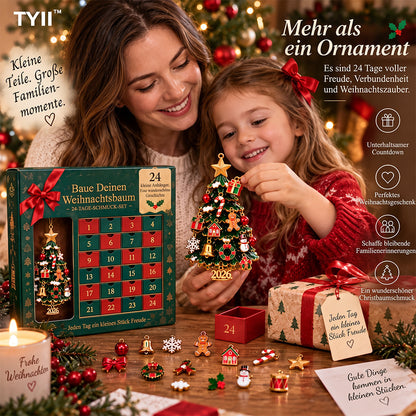 TYII™ 2026 Baue deinen Weihnachtsbaum DIY-Adventskalender – 24-Tage-Countdown mit festlichem Weihnachtsbaumschmuck
