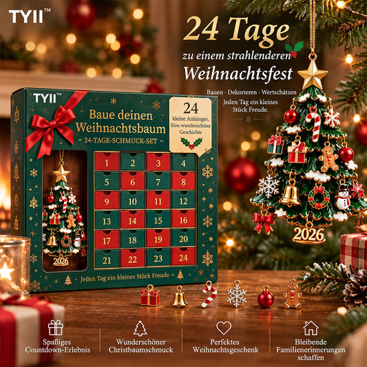 TYII™ 2026 Baue deinen Weihnachtsbaum DIY-Adventskalender – 24-Tage-Countdown mit festlichem Weihnachtsbaumschmuck