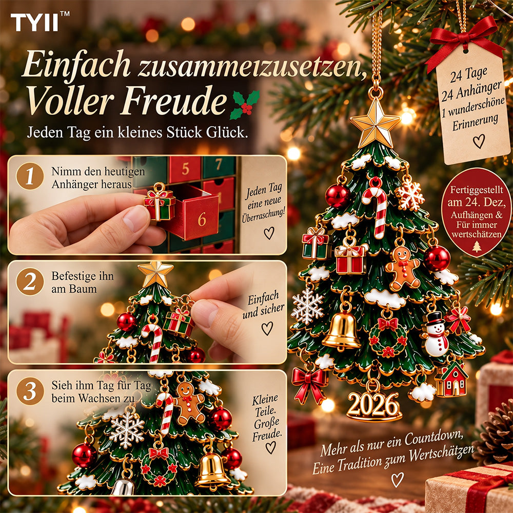 TYII™ 2026 Baue deinen Weihnachtsbaum DIY-Adventskalender – 24-Tage-Countdown mit festlichem Weihnachtsbaumschmuck