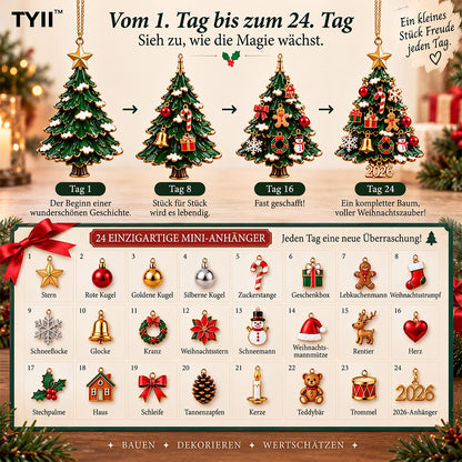 TYII™ 2026 Baue deinen Weihnachtsbaum DIY-Adventskalender – 24-Tage-Countdown mit festlichem Weihnachtsbaumschmuck