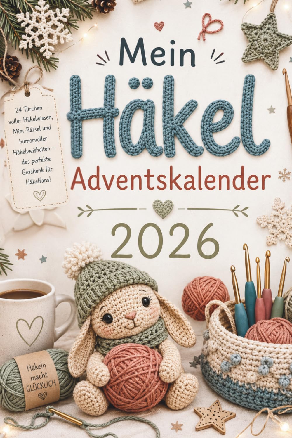 Häkel-Adventskalender Buch – 24 Türchen mit Häkelwissen, Rätseln und humorvollen Häkelweisheiten