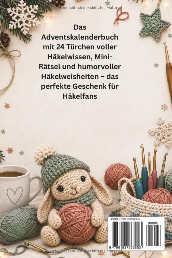 Häkel-Adventskalender Buch – 24 Türchen mit Häkelwissen, Rätseln und humorvollen Häkelweisheiten