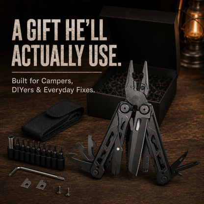 TYIIPLUS™ 28-in-1 Multitool with Large Scissors | Compact Outdoor Tool for Camping & Repairs