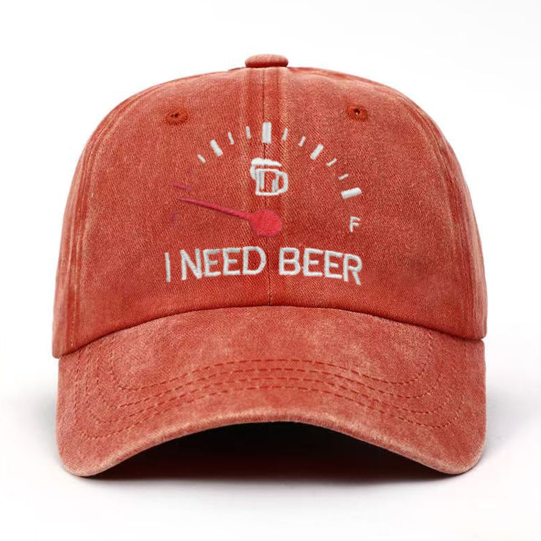 🍺 ‘I NEED BEER’ Bestickte Baseballkappe – Unisex-Modell, verstellbar, im Vintage-Wasch-Look