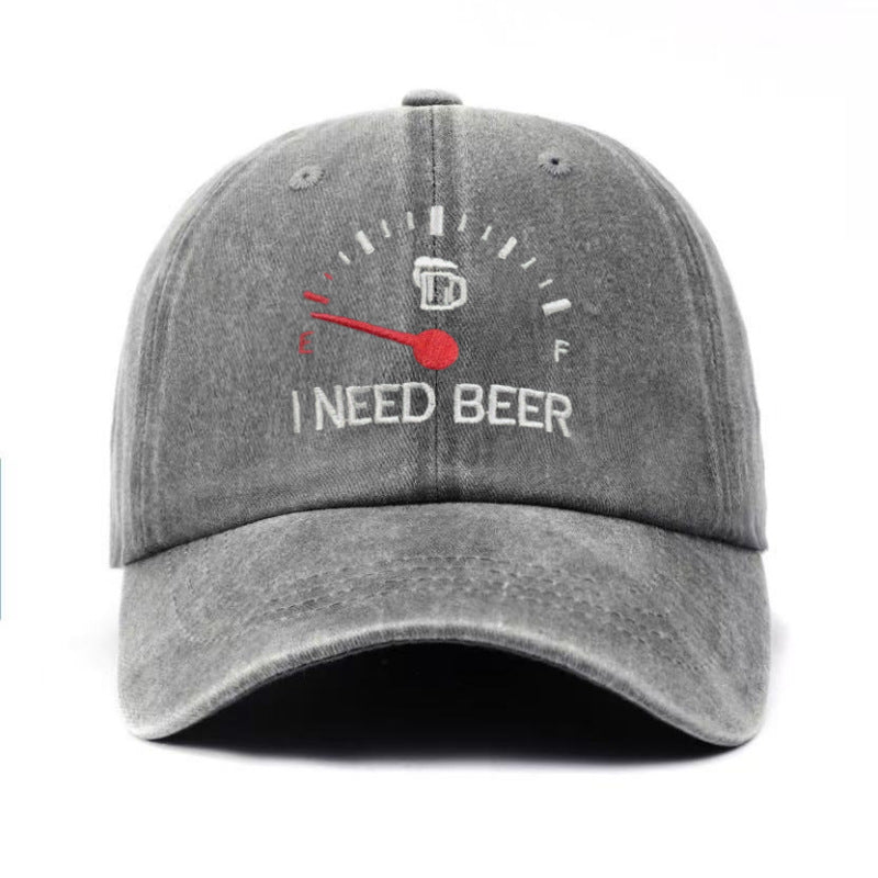 🍺 ‘I NEED BEER’ Bestickte Baseballkappe – Unisex-Modell, verstellbar, im Vintage-Wasch-Look