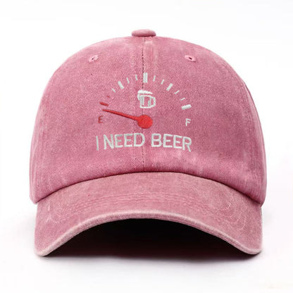 🍺 ‘I NEED BEER’ Bestickte Baseballkappe – Unisex-Modell, verstellbar, im Vintage-Wasch-Look