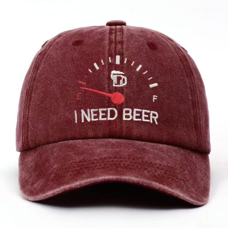 🍺 ‘I NEED BEER’ Bestickte Baseballkappe – Unisex-Modell, verstellbar, im Vintage-Wasch-Look