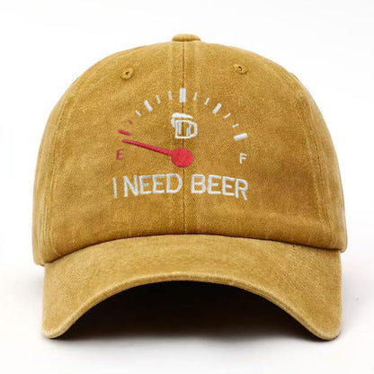 🍺 ‘I NEED BEER’ Bestickte Baseballkappe – Unisex-Modell, verstellbar, im Vintage-Wasch-Look