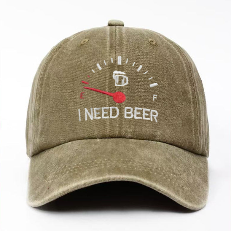 🍺 ‘I NEED BEER’ Bestickte Baseballkappe – Unisex-Modell, verstellbar, im Vintage-Wasch-Look
