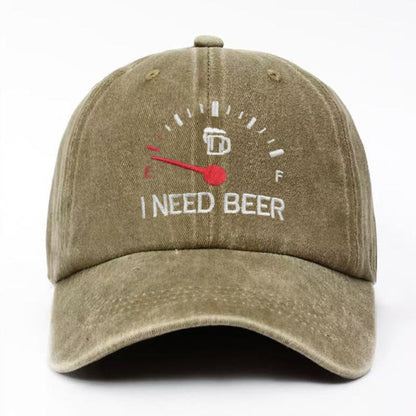 🍺 ‘I NEED BEER’ Bestickte Baseballkappe – Unisex-Modell, verstellbar, im Vintage-Wasch-Look