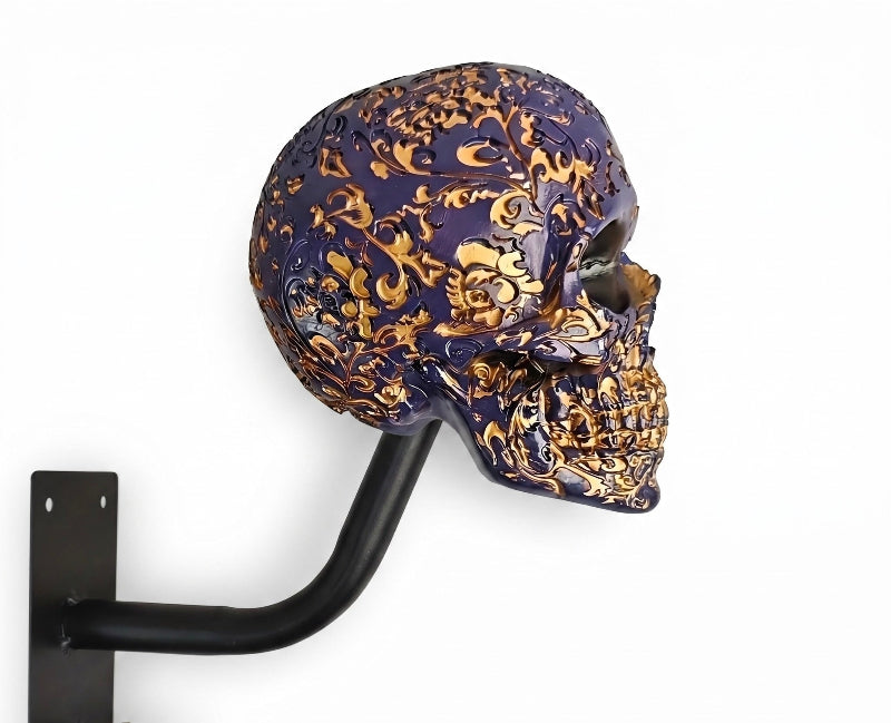 Motorradhelm-Halterung „Totenkopf“ – Wandhalterung im Punk-Totenkopf-Design für Helme, Jacken & Garagendekoration