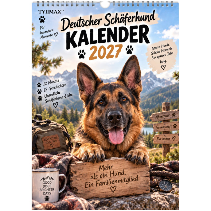 TYIIMAX™ Deutscher Schäferhund Kalender 2027 – Lustiger Wandkalender für Schäferhund-Fans & Hundeliebhaber