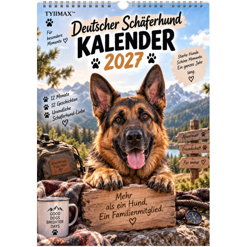 TYIIMAX™ Deutscher Schäferhund Kalender 2027 – Lustiger Wandkalender für Schäferhund-Fans & Hundeliebhaber