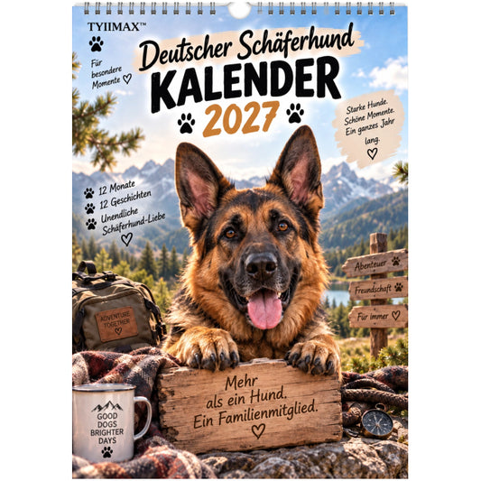 TYIIMAX™ Deutscher Schäferhund Kalender 2027 – Lustiger Wandkalender für Schäferhund-Fans & Hundeliebhaber