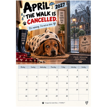 TYIIMAX™ 2027 Lustiger Dackel-Wandkalender – Sarkastischer Wursthund-Kalender, monatliches Geschenk für Hundeliebhaber im A4-Format