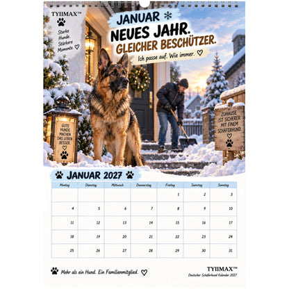 TYIIMAX™ Deutscher Schäferhund Kalender 2027 – Lustiger Wandkalender für Schäferhund-Fans & Hundeliebhaber