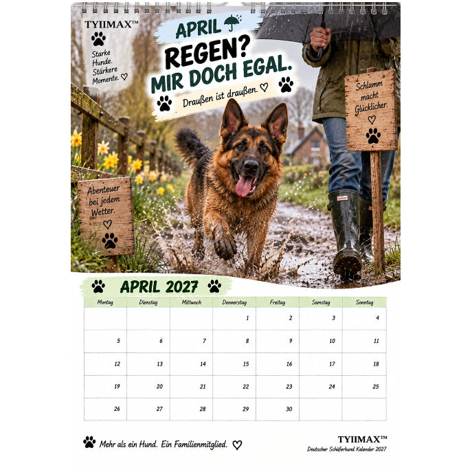TYIIMAX™ Deutscher Schäferhund Kalender 2027 – Lustiger Wandkalender für Schäferhund-Fans & Hundeliebhaber