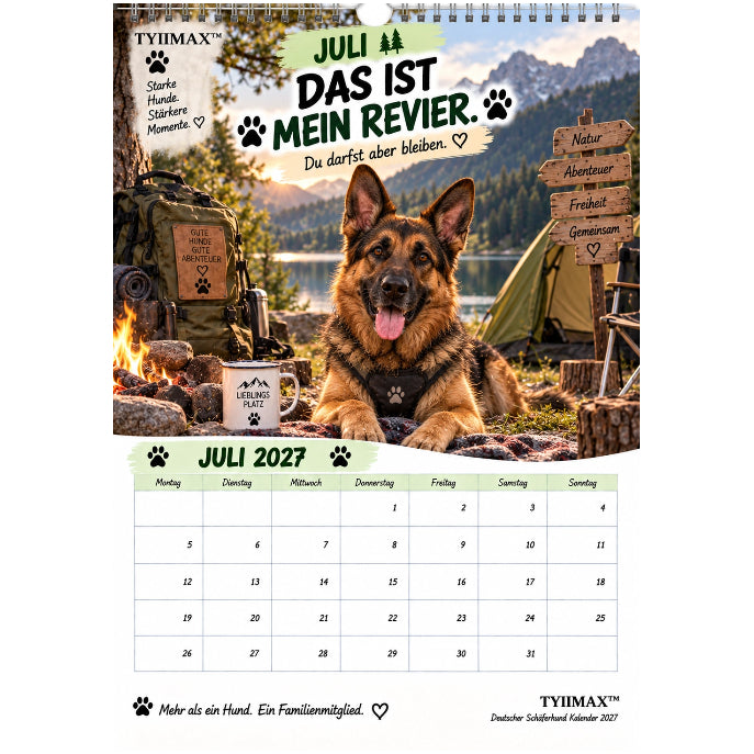TYIIMAX™ Deutscher Schäferhund Kalender 2027 – Lustiger Wandkalender für Schäferhund-Fans & Hundeliebhaber