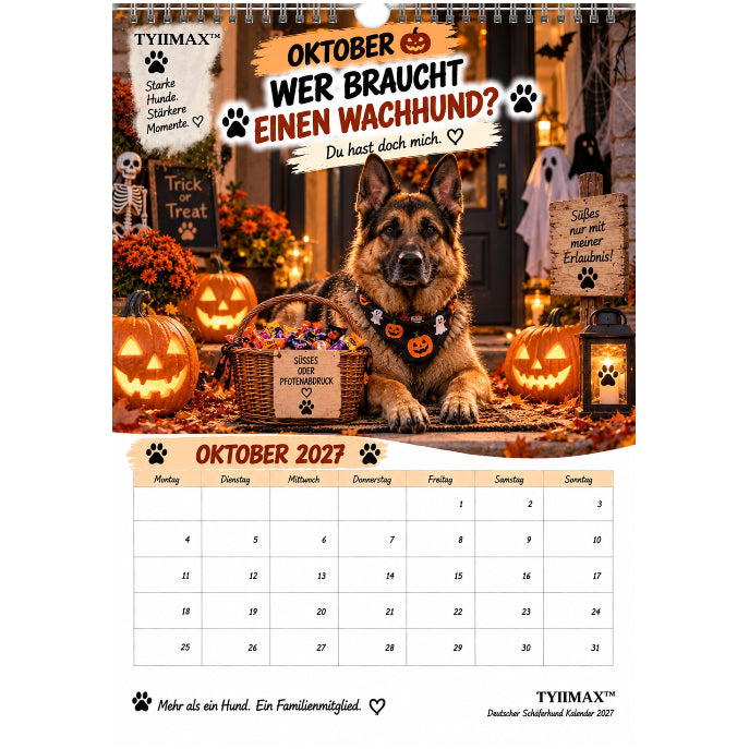 TYIIMAX™ Deutscher Schäferhund Kalender 2027 – Lustiger Wandkalender für Schäferhund-Fans & Hundeliebhaber