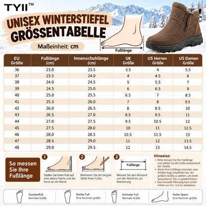 TYII™ Gefütterte Winterstiefeletten – Warm, Rutschfest & Bequem für Damen und Herren ❄️