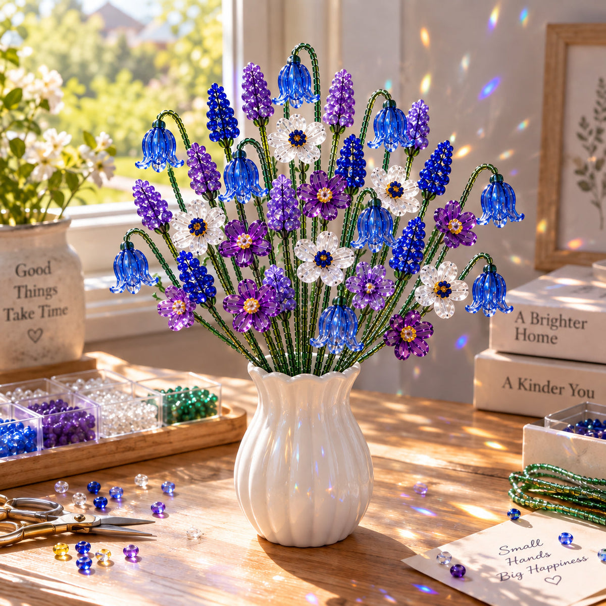 🌼✨ DIY-Set für einen Wildblumenstrauß aus Perlen – Handgefertigtes Bastelset für Kristallblumen 🌸✨