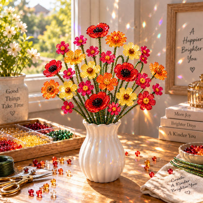 🌼✨ DIY-Set für einen Wildblumenstrauß aus Perlen – Handgefertigtes Bastelset für Kristallblumen 🌸✨