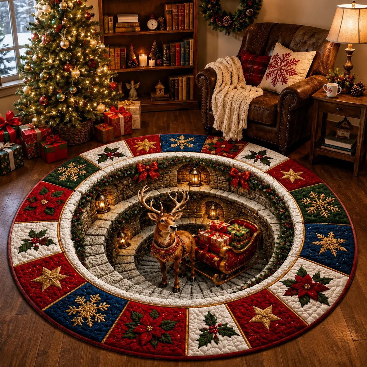 🎄 Weihnachtsteppich mit optischer 3D-Täuschung
