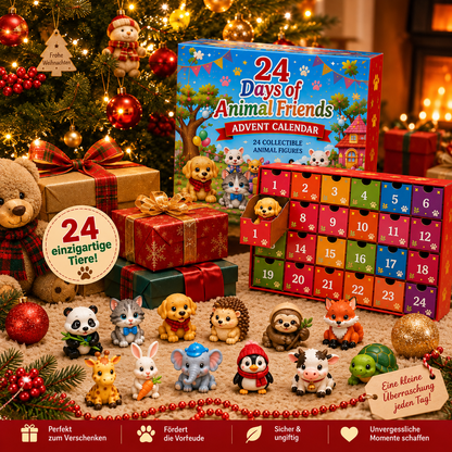 TYIIMAX™ „Tierfreunde“ Weihnachts-Adventskalender (24 Tage) – Ein Countdown-Geschenk für Kinder mit 24 sammelbaren Tierfiguren
