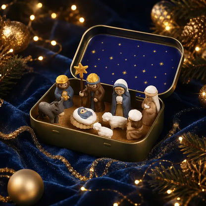 🎄 Mini-Krippenszene im Taschenformat mit Aufbewahrungsbox
