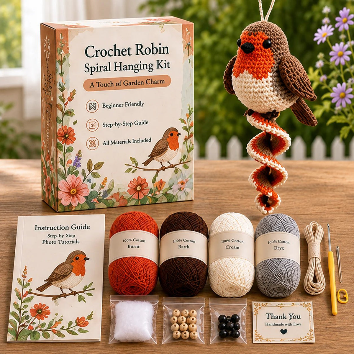 🧶🌿 Häkelnadel-Set für spiralförmige Ornamente – Ein anfängerfreundliches DIY-Set zur Gartentierdekoration