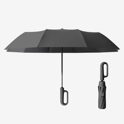 Kreativer, windfester und verstärkter Regenschirm mit Ringgriff – automatischer Faltschirm