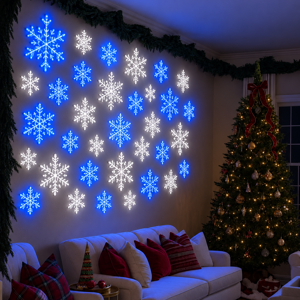 ❄️TYIIMAX LED-Schneeflocken-Wandleuchten-Set (12 Stück)