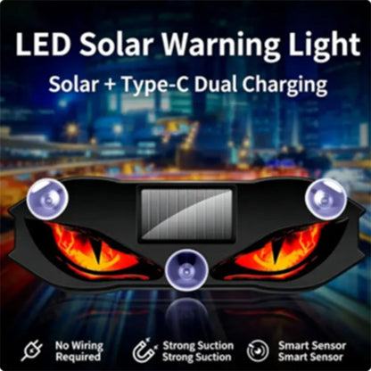 🚗 Solar LED Car Warning Light – Devil Eye Design