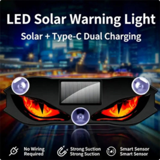 🚗 Solar LED Car Warning Light – Devil Eye Design