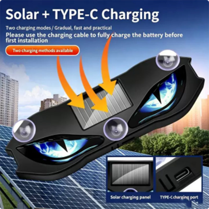 🚗 Solar LED Car Warning Light – Devil Eye Design