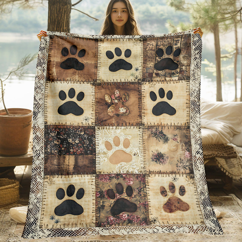 🐶🐾 Kuschelige Flanelldecke mit süßem Pfotenmuster – Warm, weich & dekorativ 🛌
